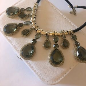 Ann Taylor Statement Necklace Gold, Black, Crystal